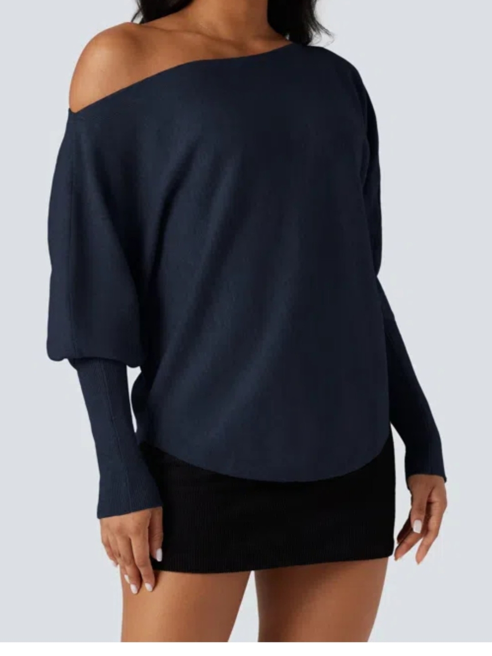 Women's Halara Off-the-Shoulder Navy Sweater Size Medium NWT
